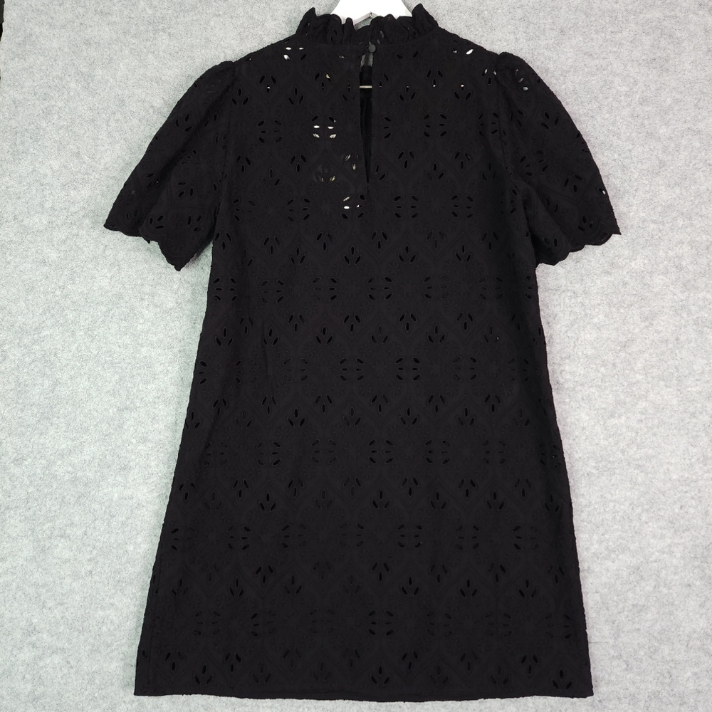Sezane Court Louison Black Eyelet Short Sleeve Shift Dress US 6/FR 38 - Picture 5 of 9